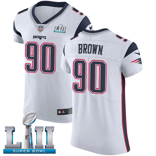 Nike Patriots #90 Malcom Brown White Super Bowl LII Men's Stitched NFL Vapor Untouchable Elite Jersey